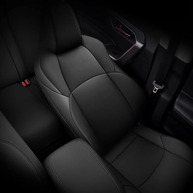 AOMSAZTO Custom Fit for Toyota CHR 2018 2019 2020 2021 2022 Full Set Faux Leather C-HR Seat Covers Compatible Airbag Black