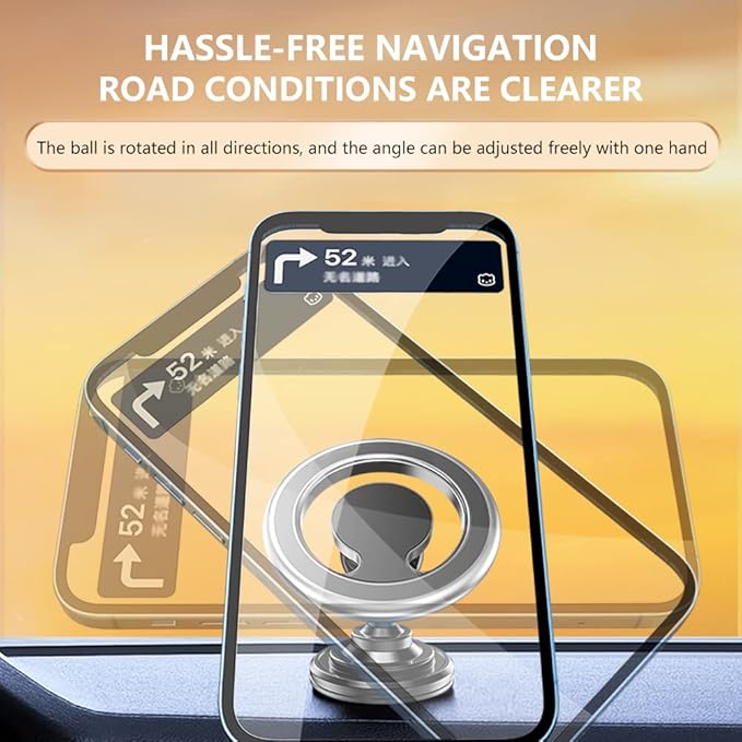 Compatible for MagSafe Car Mount for iPhone,2026 New Upgrade Dashboard 360° Rotation Magnetic Car Mount,Universal Cell Phone Holder for MagSafe iPhone 15/14/13/12 and Above Series (Silver)