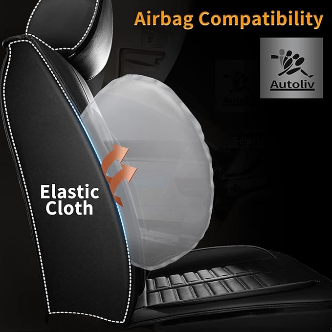 Car Seat Covers Fit for Kia Sorento 2007-2023 2024 2025 Front Set Leather Seat Covers Set with Lumbar Support Premium Automotive Cushion Protector(2 Seat, Black)