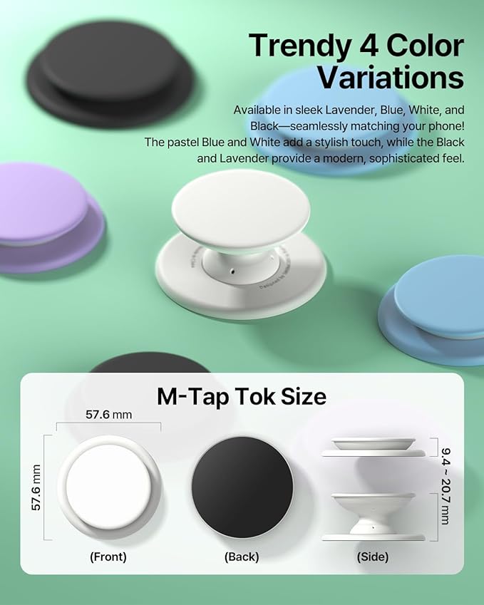 Sinjimoru for MagSafe Phone Grip, Soft Silicone Magnetic Finger Grip for iPhone 17/16/15/14/13, Comfortable One-Touch Holding, M-Tap Tok White