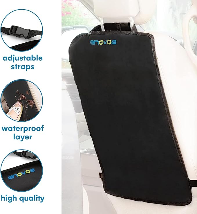 Enovoe Kick Mats Back Seat Protector for Kids - 2 Pack - Premium Quality Car Seat Back Cover Offers Waterproof Protection of Your Upholstery from Mud and Scratches - Backseats Kick Protector for Child