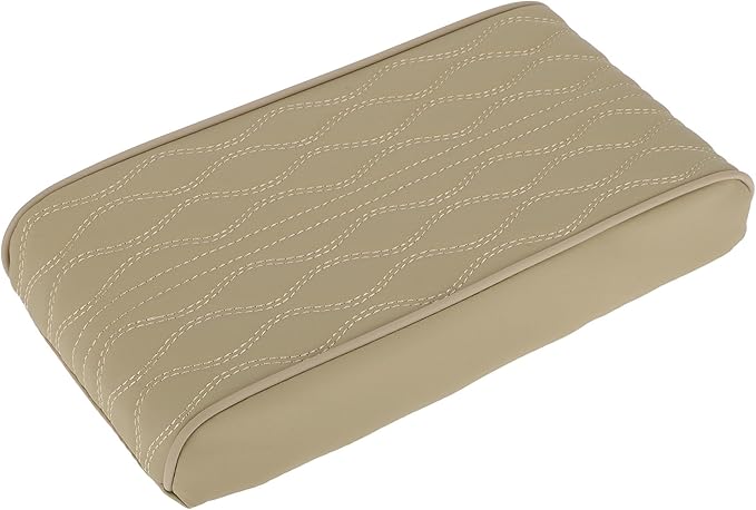 Center Console Cushion Pad 12.59"x6.69" Center Console Cover Armrest Seat Box Cover Faux Leather Beige