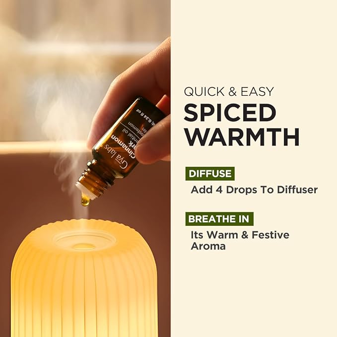 100% Pure Cinnamon Bark Essential Oil - 0.34 Fl Oz - Cinnamon Oil for Hair, Skin, Diffuser, Aromatherapy & DIY Candle Making Scent