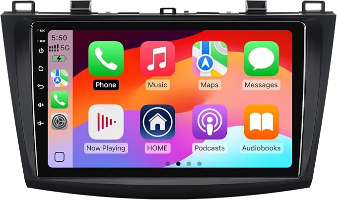 2+32G Android 13 Double Din Car Stereo for Mazda 3 2010-2013 with 9 Inch Touchscreen Radio Built-in Wireless Carplay/Android Auto/GPS/Bluetooth/FM/AUX-in/Steering Wheel Controls/Backup Camera
