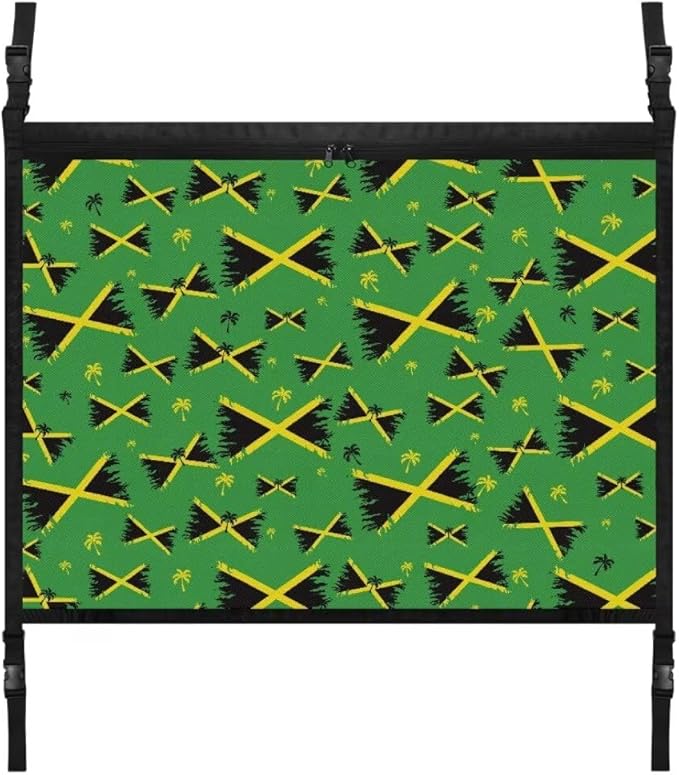 Jamaican Flag Car Roof Storage Bag Car Seat Storage Hanging Bag All Car Storage Organizers Car Travel Accessories Compatible with Most Cars