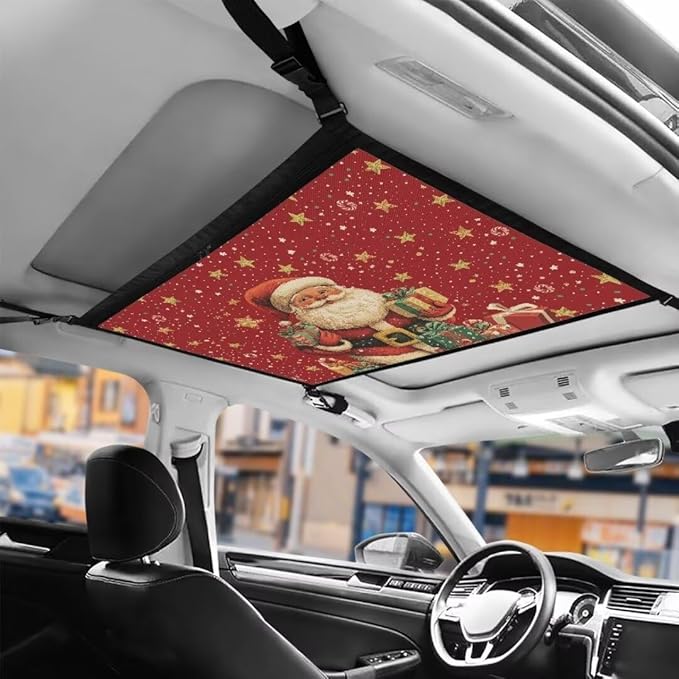 Santa Claus Star Car Roof Storage Bag Hanging Car Storage Bag All Car Storage Organizers Large Capacity Can Hold Mobile Phone, Wallet