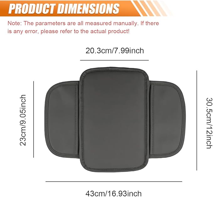 Car Center Console Cover, Leather Waterproof Auto Arm Rest Pad with Storage Bag, Scratch Resistant Middle Console Protector, Comfortable Vehicle Interior Accessories for Sedan SUV (Grey)