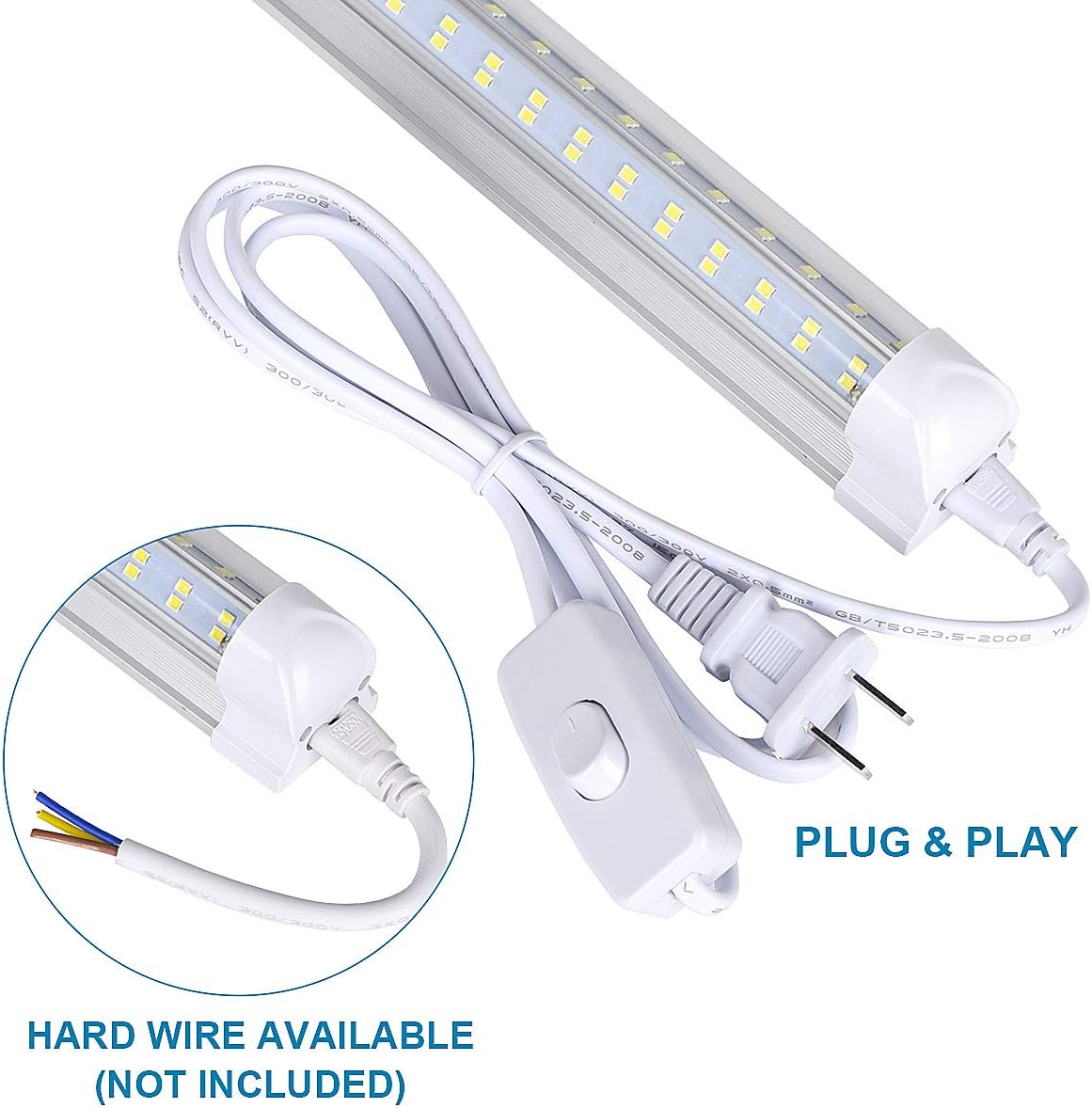 8Ft LED Shop Light Fixture, 120W Integrated LED Tube Light,18000LM, 6000-6500K, Clear Cover,High Output,Four Row V Shape 270 Degree LED Lighting for Warehouse Workshop, 10Pcs