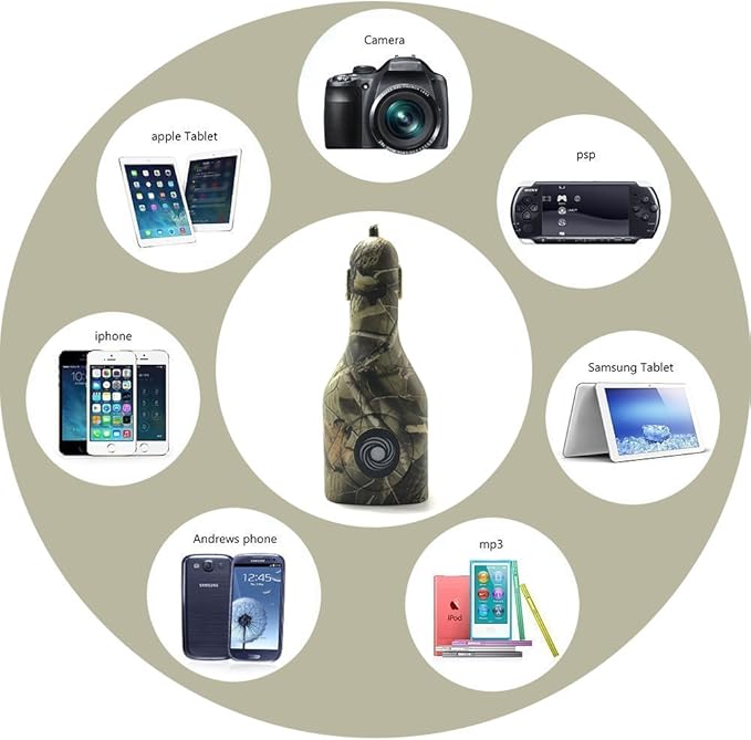 NDLBS Dual USB Car Charger,2-in-1 Car and Home Portable Travel Charger with Foldable Plug for iPhone iPad LG (Camouflage)