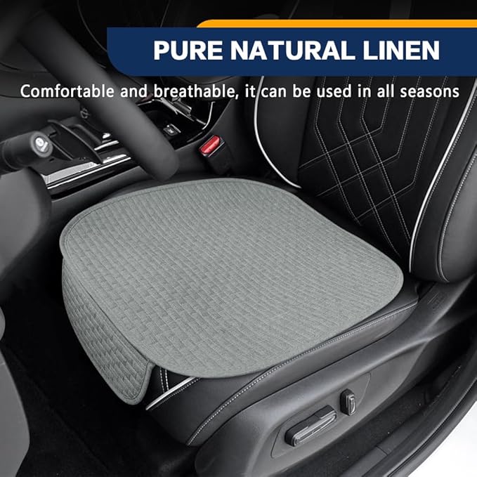 2PCS Car Seat Bottom Cover Pad, Car Seat Mat, Driver Cushion with Comfort Memory Foam & Non-Slip Rubber Bottom, Vehicle Accessories Breathable Seat Protector Mat for Auto Office Home (Gray)