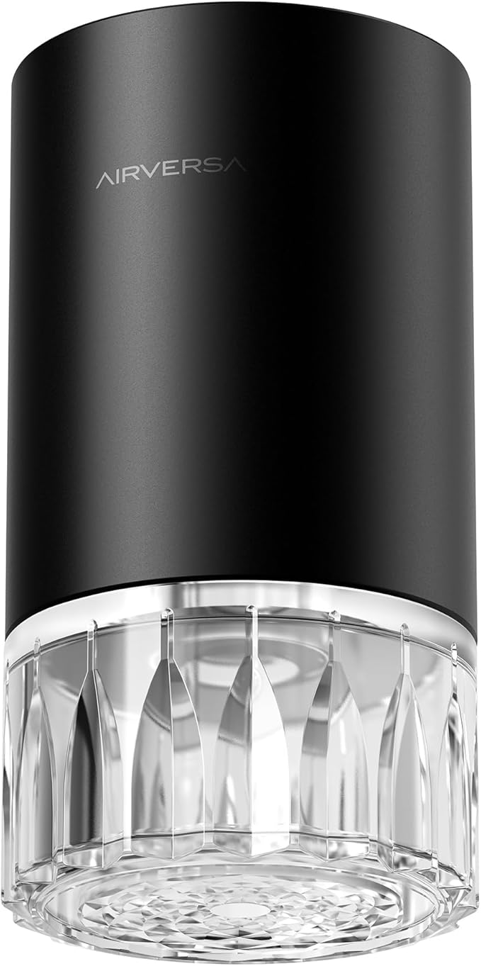 Airversa Waterless Essential Oil Diffuser for Home Room Desk Car Air Freshener Diffuser, Up to 600 sq ft, Battery Operated, Mist Level and Timer Settings, 100mL Capacity, Cold Air, RD1 Black