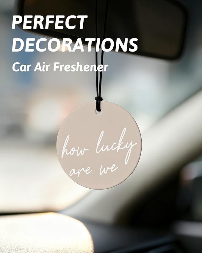 Boho Beige Western Round Car Air Freshener 4 Pcs, Preppy Cow Skull Cactus Cowgirls Boots Hanging Air Freshener for Cars Closet Drawer Books, Western Car Accessories Mirror Decor for Women