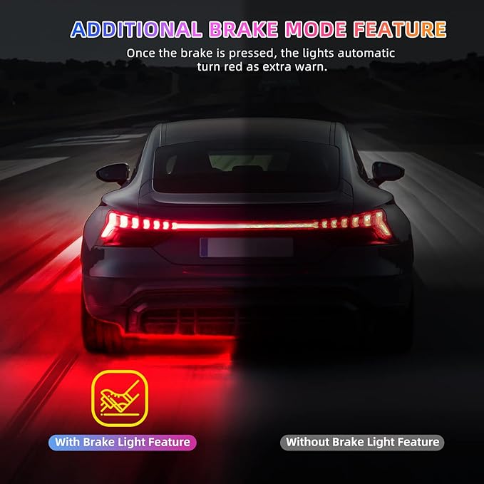 4 Pcs RGB Underglow LED Lights for Cars Truck SUV Golf Cart UTV ATV, 12V Waterproof Multicolor Underbody Neon Accent Strip Lights Kit with APP/RF Remote Control, Music Sync, Brake Lights