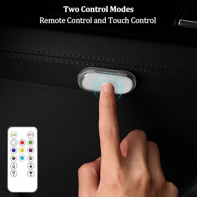 2 PCS Car Led Lights Interior,7 Colors Ambient Lighting Car Interior,USB Rechargeable Car Interior Reading Light,Portable Led Lights for Car