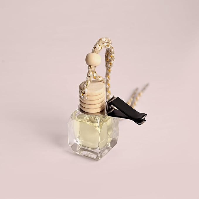 Llum Aqua Hanging Car Air Freshener – Luxury Automotive Perfume Diffuser 10ml (0.34 fl oz), Long-Lasting Fragrance, Alcohol-Free Non-Toxic Car Scent, Glass Bottle With Wood Cap & AC Vent Clip