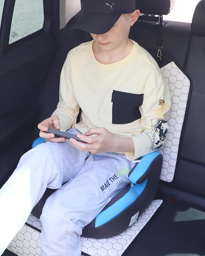 Owleys Set Seat Back Organizer & Car Seat Protector Hexy Waterproof & Non-Slip Protector for Child Car Cushion for Leather and Fabric Seats (White)