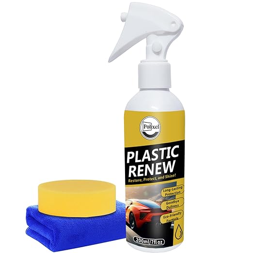 Plastic Restorer, Quick Plastic Parts Coating to Restore Original Black Color for Car Trim, Dashboard, Center Consoles & Door Panels for Shine Finish & UV Protection - 7oz/200ml
