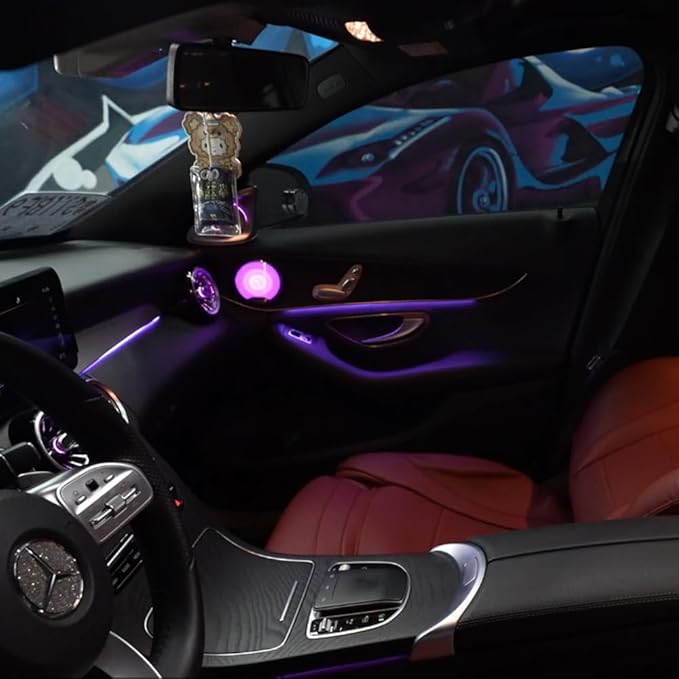 LED Interior Ambient Lighting Kit for Mercedes Benz C Class W205 2015-2021 RGB Multi-Color Interior Light (Silver Trim 7 Set)