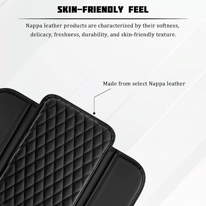 Car Armrest Cushion Pad, Leather Vehicle Center Console Cover with 2 Storage Bags, Non-Slip Automotive Interior Arm Rest Seat Box Cover Accessories, Universal for SUV RV Sedan (Black)