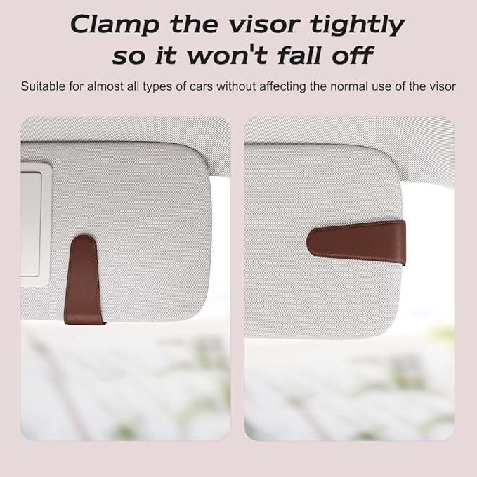 Sotfamily Sunglass Holder for Car Visor, Suede Cloth Magnetic Sunglass Organizer for Car Accessories, 2 Packs, Brown