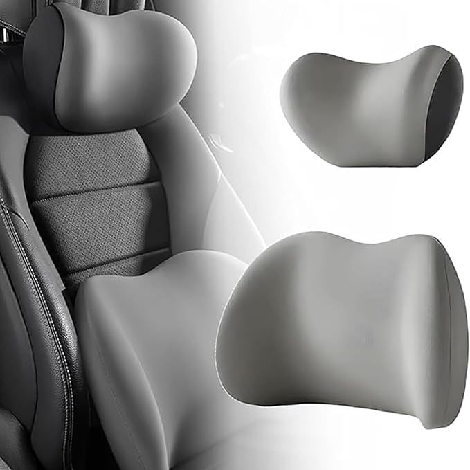 Car Headrest & Lumbar Support Cushion for Subaru Forester SK 5.Gen 2019-2022, Ergonomic Memory Foam Pillow Adjustable Strap Removable Cover Relieve Neck Back Pain Driving Seat, Gray