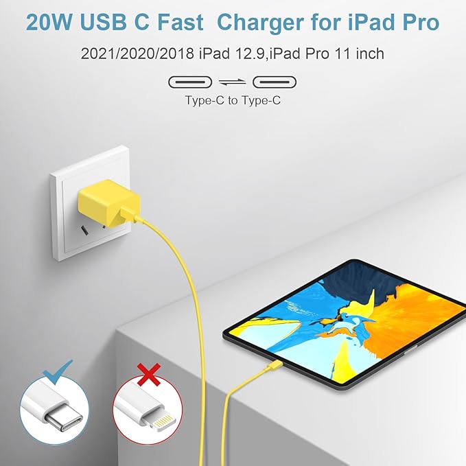 iPhone 17 16 15 Charger Fast Charging 3 Pack USB C Charger Block Type C Chargers 6FT Cord Wall Chargers Compatible with iPhone Air/17/17 Plus/17 Pro/17 Pro Max/16/16 Plus/16 Pro/16 Pro (Yellow)