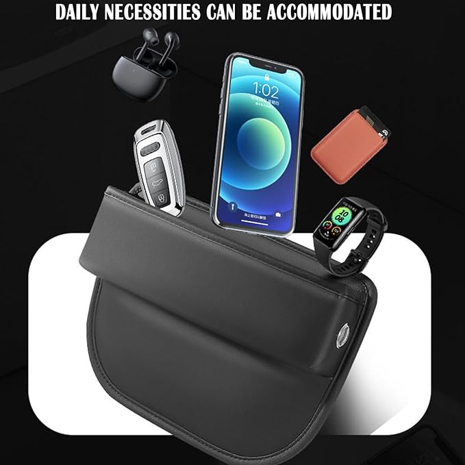 2 Pack Universal Fit Premium Leather Car Seat Gap Filler Organizer, Center Console Organizer for Car SUV Truck (Black，2 Pack)