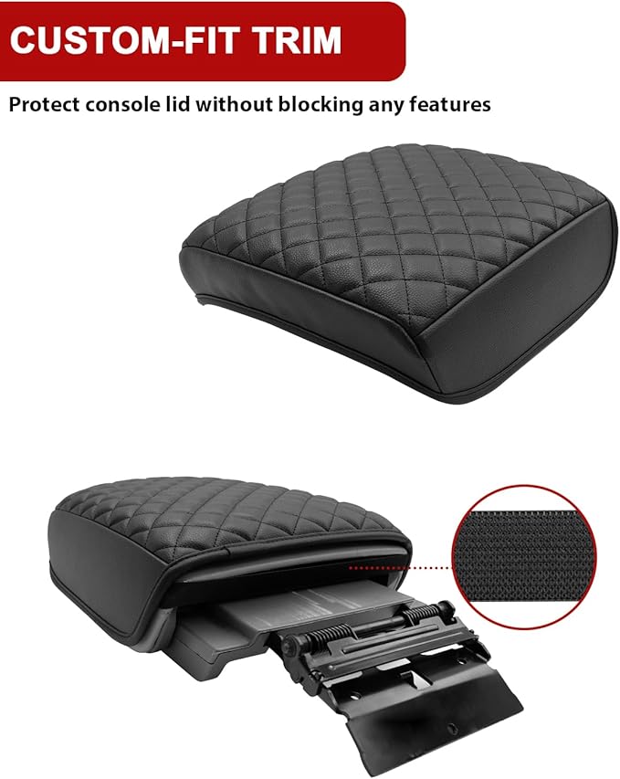 KBH Center Console Armrest Cover for Honda Ridgeline 2006 2007 2008 2009 2010 2011 2012 2013 2014, Middle Console Lid Cushion Pad Protector, Vinyl Leather Interior Accessories, Anti-Scratch, Black