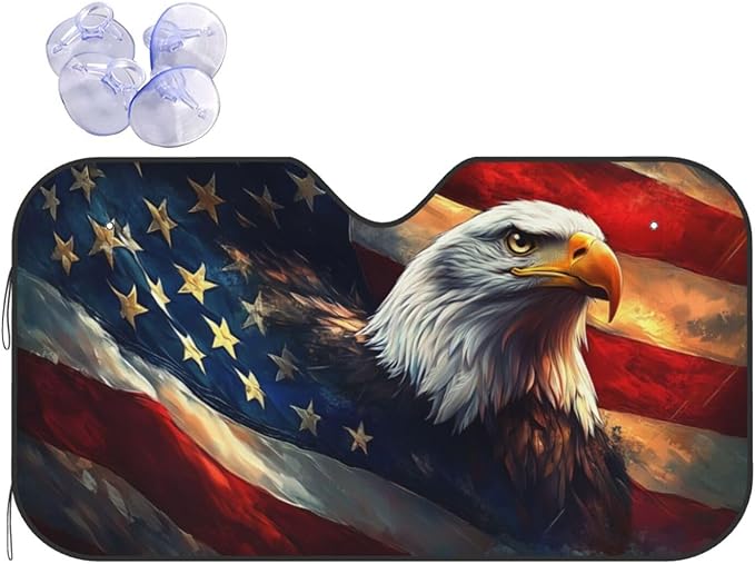 American Flag Car Sun Shade Windshield Sunshade Foldable Front Window Shield Cover for Truck SUV