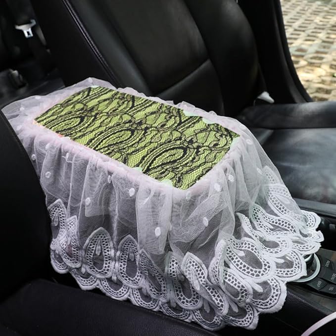 Universal Car Center Console Cushion Pad,Tassel Lace Car Center Console Cover Auto Armrest Seat Box Cover Protector for Most Vehicle SUV Truck Car (6)
