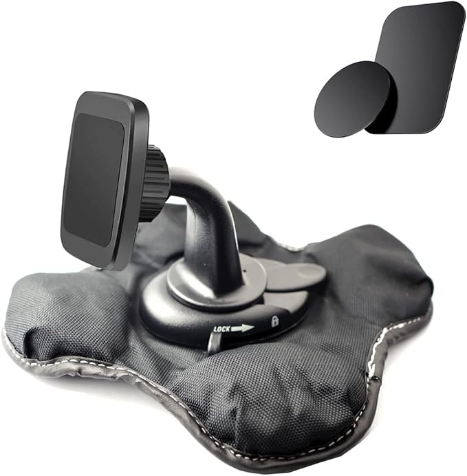 LycoGear Super Strong Magenetic Phone Holder Car Beanbag Dash Dashboard Magnet Friction Mount for All Phone iPhone Galaxy Compatible with 4-6.7 inch Smartphones (Black)