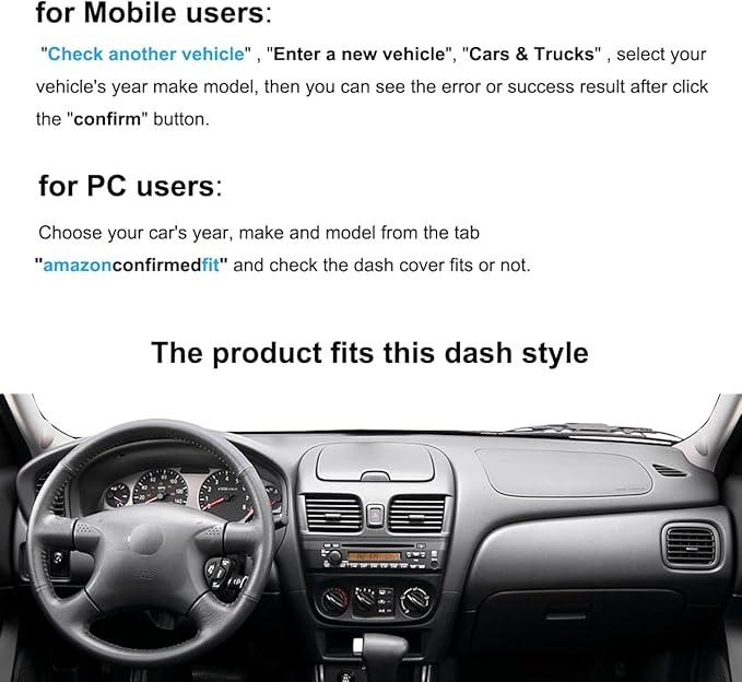 Dash Cover Mat Custom Fit for Nissan Sentra Dashboard Pad Cap Carpet Protector K268 (Black)