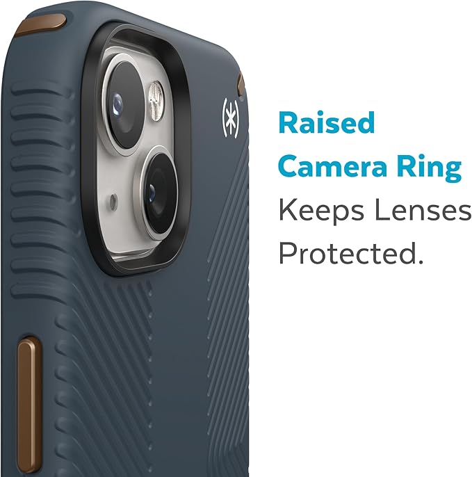Speck iPhone 14 Plus Case - Drop Protection, Scratch Resistant, Dual Layer Slim Phone Case for 6.7 Inch iPhones 14 Plus - Built for MagSafe - Presidio2 Grip - Charcoal/Cool Bronze/White