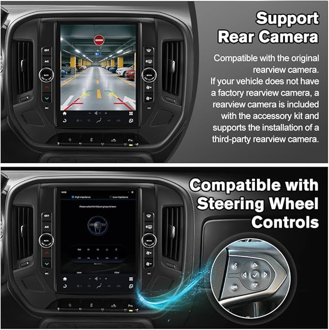 12.1" Qualcomm Car Radio 8-core Android for Chevy Silverado GMC Sierra 2014-2018 Head Unit with Dual Bluetooth CarPlay Android Auto GPS Navigation FM AM DSP Gyroscope Function Backup Camera