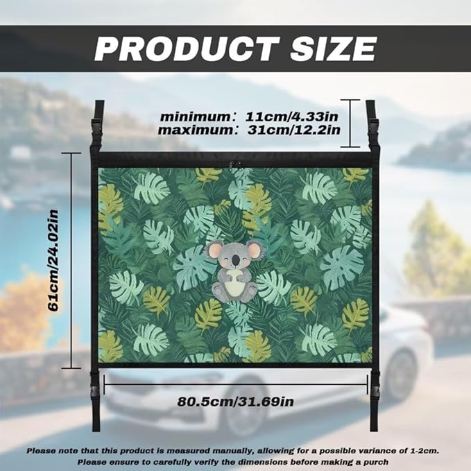 Koala Palm Leaf Car Seat Organizer Roof Storage Tidy Pouch Pocket Car Travel Accessories Suitable for Cars, SUVs