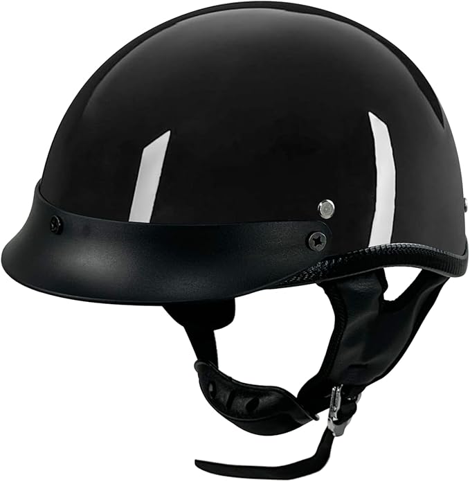 Adult Unisex Black Half Motorcycle Helmet, DOT Approved, for Chopper Moped Scooter Motorbike Electric