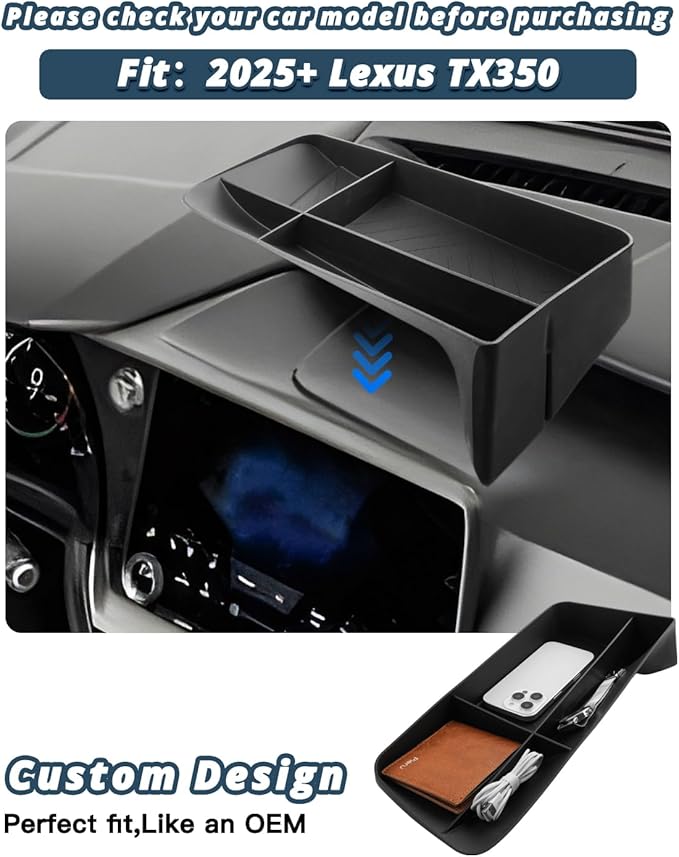 2024-2026 TX350 Behind Screen Organizer for Lexus TX 350 Accessories TPE Dashboard Storage Tray Compatible with 2024 2025 2026 Lexus TX(TX350/TX 350 Premium/TX 500h F Sport /TX 550h+/TX 550h+ Luxury)