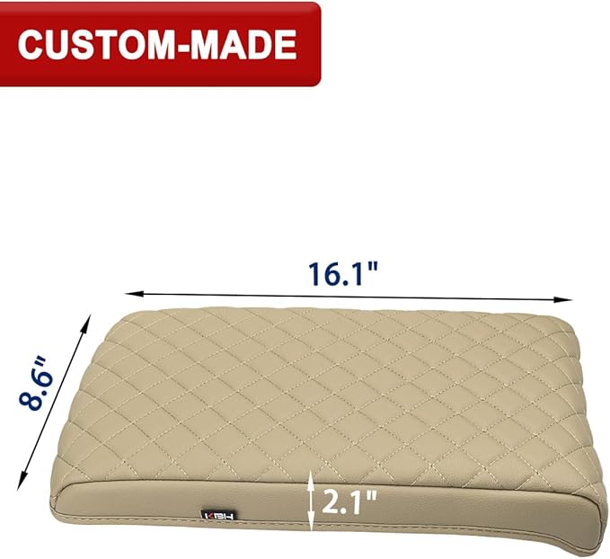 KBH Center Console Armrest Cover for Acura RDX 2013 2014 2015 2016 2017 2018, Middle Console Lid Protector Cushion Pad Accessories, Vinyl Leather, Anti-Scratch, Beige