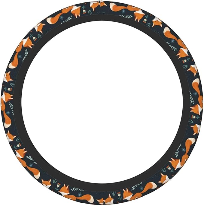 Foxes Steering Wheel Cover Women 15 inch Anti-Slip Sweat Absorption Steering Wheel Covers Cute Car Accessories Decor Car SUV Sedan Vans Truck Protector