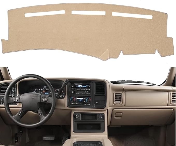 Dashboard Cover for Chevrolet Silverado 1500 2500 3500 1999-2006 Avalanche Chevy Tahoe Suburban GMC Sierra Yukon Dash Cover Mat(Premium Carpet, Beige)