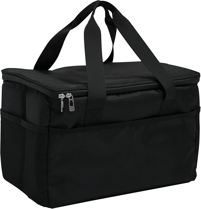 23L Soft Cooler Bag, Insulated Lunch Box for Women and Men with Divider, Side Pockets, Portable Collapsible Travel Cooler, Soft Sided Reusable Ice Chest, Lunch Bag for Work, Camping, Car