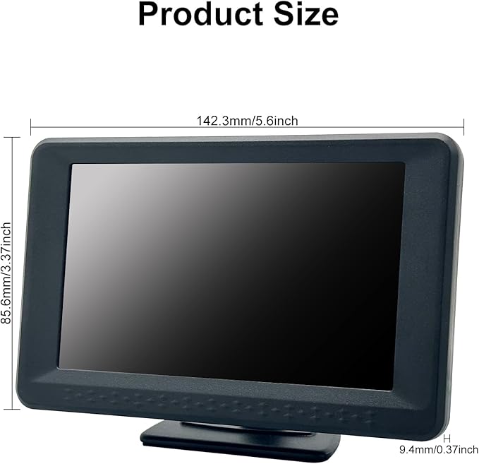 Blind Spot Camera with 5” BSD Monitor Kit, HD 1080P Monitor Side View Camera Kit, Door Tape Mounted Blind Spot Cam Silver