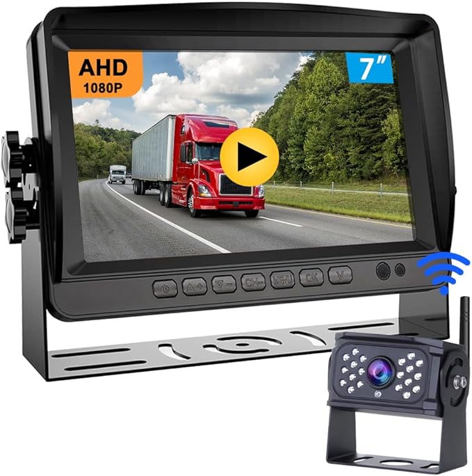 B-Qtech 7 inch Wireless Backup Camera System Digital Signal HD 1080P Rear View Monitor Kit, IP69 Waterproof Night Vision Reverse Back up Camera for Truck Car RV Trailer Camper Van Bus