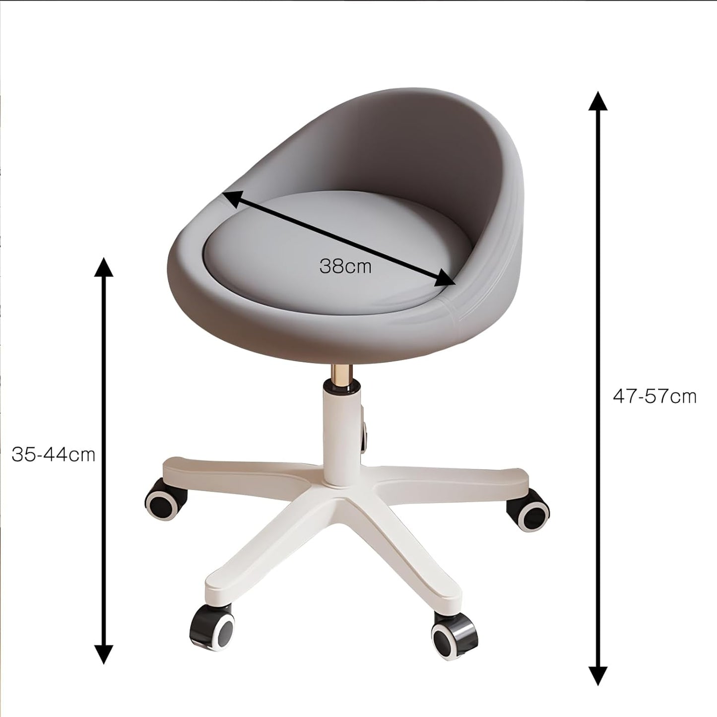 Rolling Stool Set of 6 Rolling Hydraulic Salon Stool with Low Backrest - Adjustable Swivel Chair for SPA, Shop, Salon, Massage, or Medical Office Dark Grey
