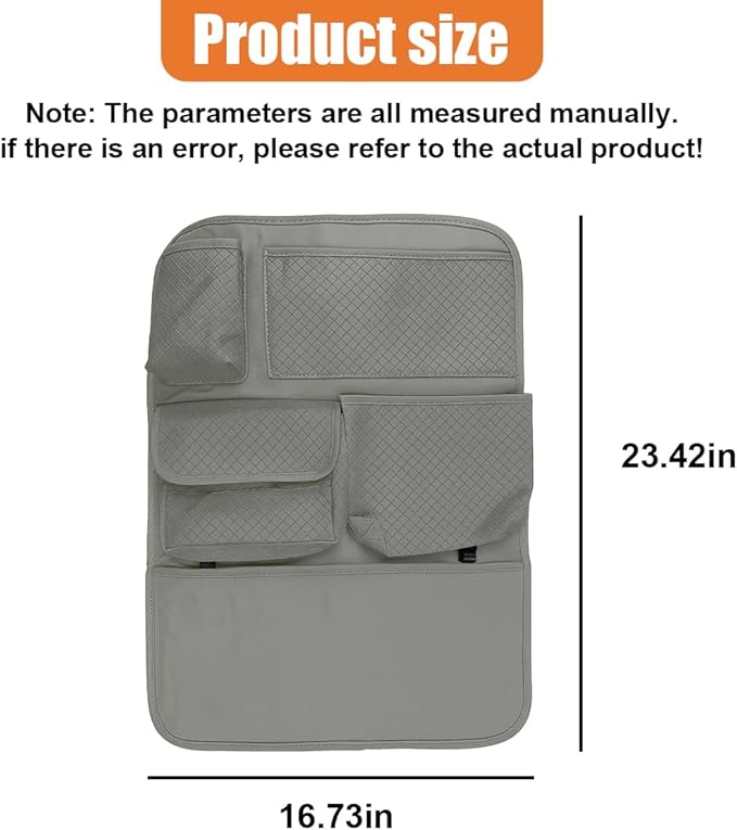 Car Backseat Organizer, Leather Auto Seat Back Kick Mats Protector, Multi-Pocket Car Rear Seat Hanging Storage Bag with Tissue Holder, Travel Accessories for Most Cars SUV Truck(Gray)