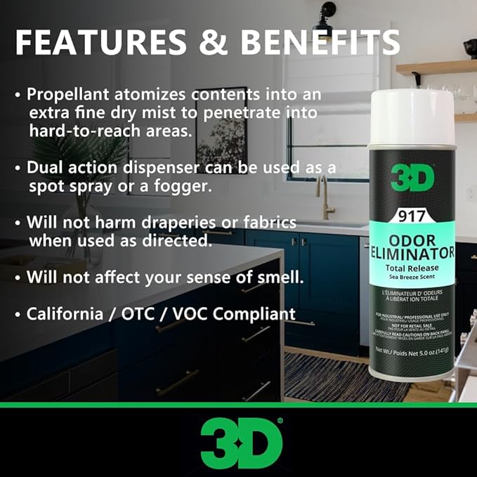 3D Odor Eliminator Total Release Fogger, Powerful Air Freshener and Odor Control, Aerosol Bomb Neutralizes Unwanted Smells in Home Office RV, Cucumber Melon Scent, 5 oz