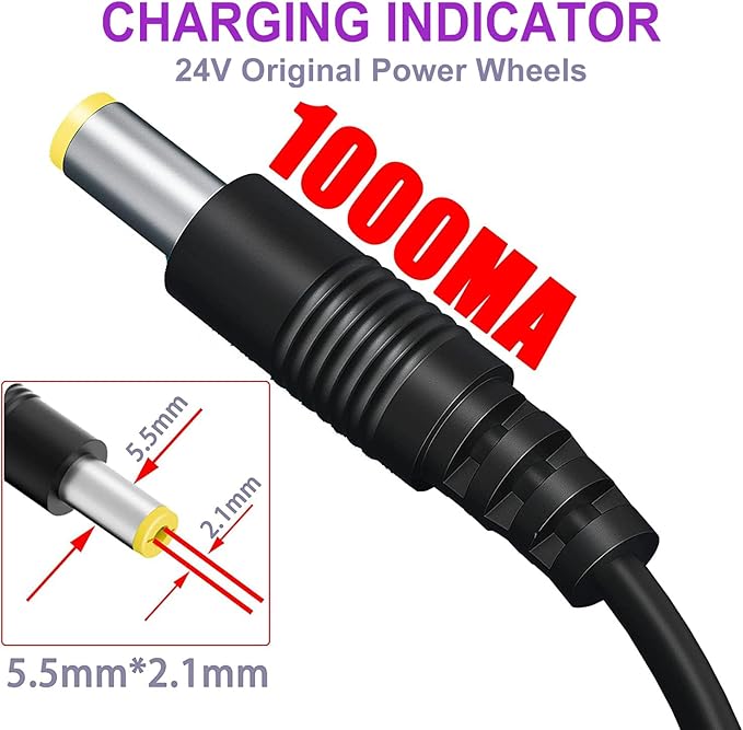 24V Charger for Kids Ride On Car Toys 24 Volt Battery Charger Wrangler SUV Kid Trax Dynacraft Toy Car Jeep ATV Quad Disney Electric Ride-On Charger 24V Battery Charger