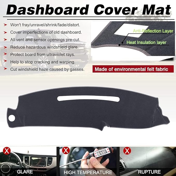 Dash Cover Custom Fit for 1997-2000 Chevy Chevrolet Silverado/GMC Sierra C1500 C2500 C3500 K1500 K2500 K3500, 1997-1999 GMC Yukon/Chevy Tahoe, Dashboard Cover Mat Pad(Gray)
