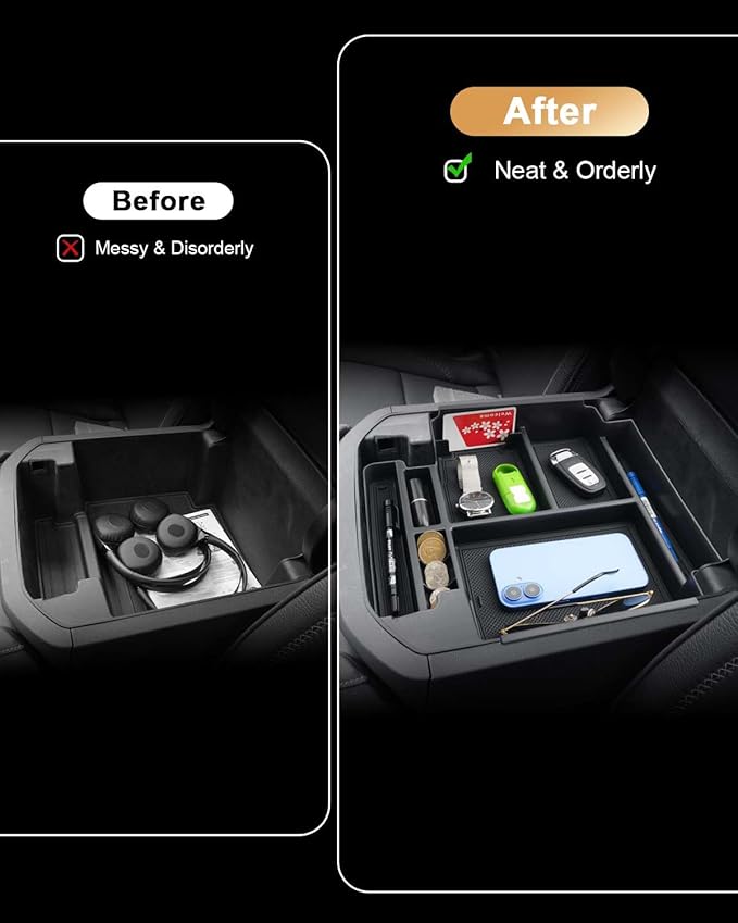 ECOZEN Center Console Organizer For 2021-2026 Chevy Tahoe/Suburban(Premier/High Country) & Yukon/Yukon XL(Denali/Denali Ultimate) Accessories Upgraded - Only Fit For Power Sliding Center Console