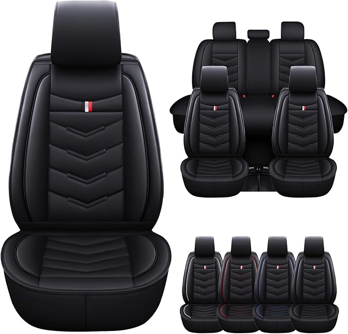 Car Seat Cover for Ford Explorer 2000-2025, Waterproof Durable Compatible Airbag, Premium Leather Seat Protector(5 Seats Standard,Black)